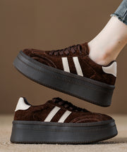 Fashion Red Suede Lace Up Splicing Platform Flats