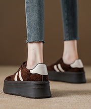 Fashion Red Suede Lace Up Splicing Platform Flats