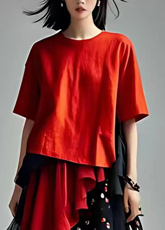 Fashion Red Tulle Patchwork ChiffonTwo piece set