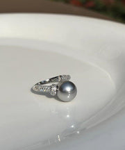 Fashion Rings Sterling Silver Zircon Pearl Rings
