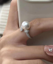 Fashion Rings Sterling Silver Zircon Pearl Rings