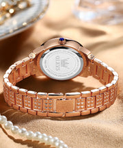 Fashion Rose Gold Zircon Stainless Steel Zircon Quartz Movement Watches