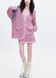 Fashion Rose Oversized Patchwork Knit Two Pieces Set Spring