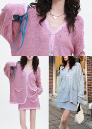 Fashion Rose Oversized Patchwork Knit Two Pieces Set Spring