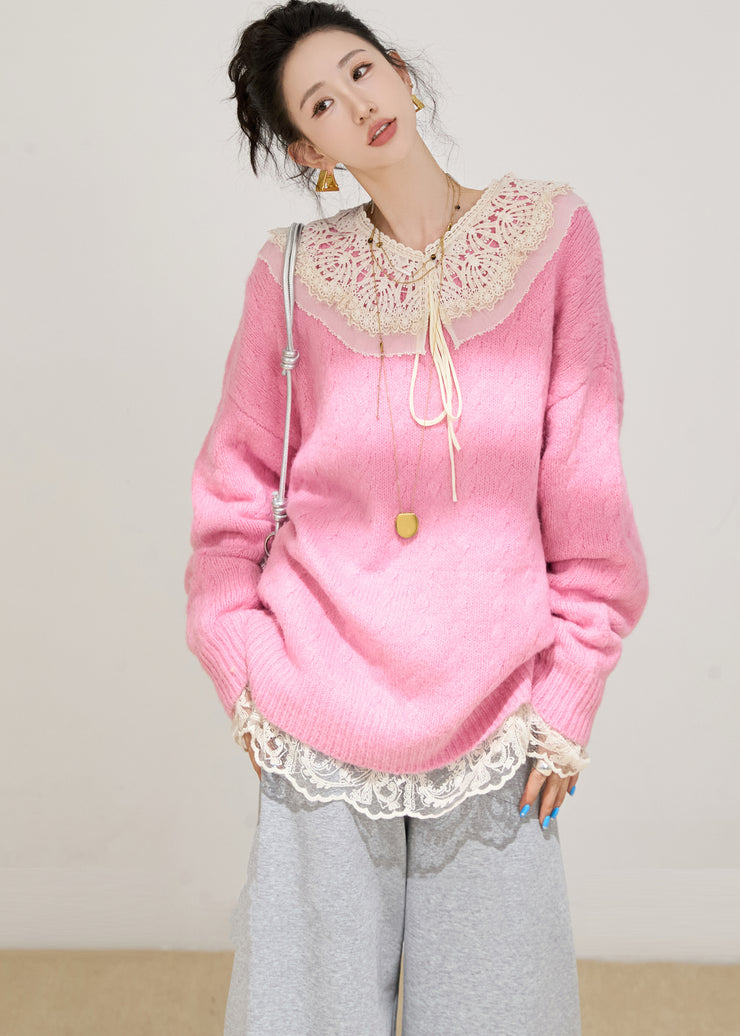 Fashion Rose Oversized Thick Knit Pullover Winter