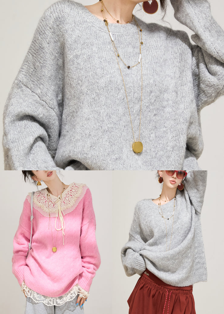 Fashion Rose Oversized Thick Knit Pullover Winter