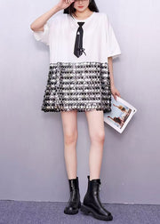 Fashion Sequins Patchwork Cotton Work Dress Summer