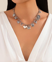 Fashion Silk Sterling Silver Asymmetrical Pendant Necklace