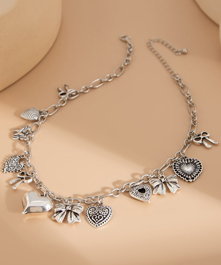 Fashion Silk Sterling Silver Asymmetrical Pendant Necklace