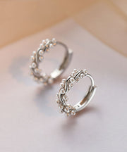 Fashion Silk Sterling Silver Pearl Stud Earrings