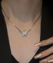 Fashion Silk Sterling Silver Zircon Five-Pointed Star Pendant Necklace
