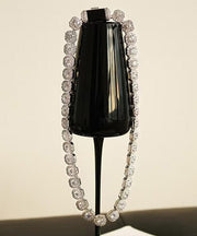 Fashion Silk Sterling Silver Zircon Gratuated Bead Necklace