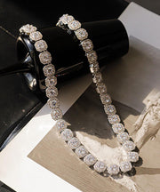 Fashion Silk Sterling Silver Zircon Gratuated Bead Necklace