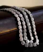 Fashion Silk Sterling Silver Zircon Gratuated Bead Necklace