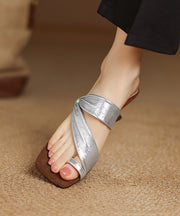 Fashion Silver Wedge Sheepskin Flip Flops