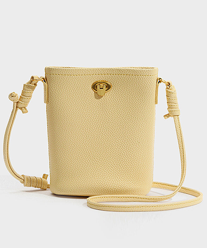 Fashion Simple Yellow Calf Leather Phone Pouch Bag