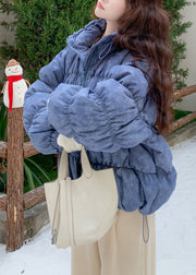 Fashion Sky Blue Oversized Tie Dye Drawstring Duck Down Winter Coats