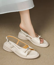 Fashion Splicing Chunky Sandals Pink Sheepskin Peep Toe