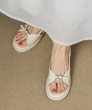 Fashion Splicing Chunky Sandals Pink Sheepskin Peep Toe