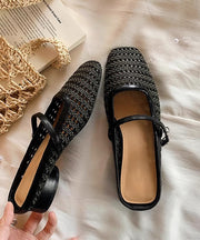 Fashion Splicing Chunky Yellow Faux Leather Hollow Out Slide Sandals