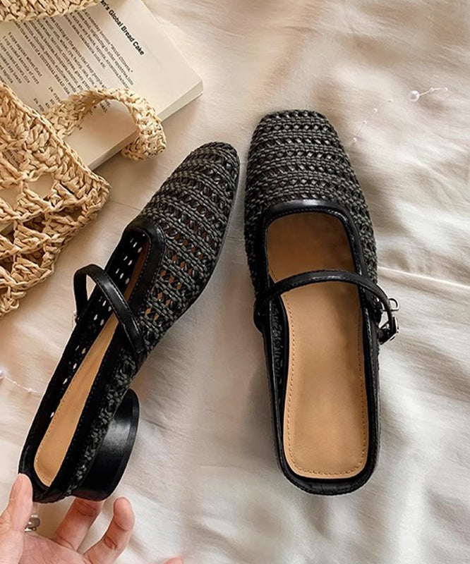 Fashion Splicing Chunky Yellow Faux Leather Hollow Out Slide Sandals