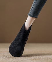 Fashion Splicing Coffee Platform Boots Black Suede