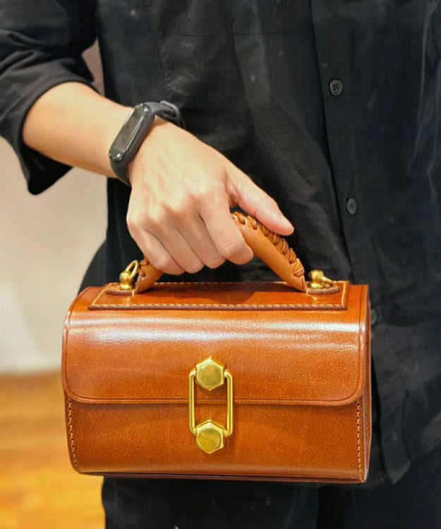 Fashion Versatile French Style Brown Calf Leather Doctor Bag