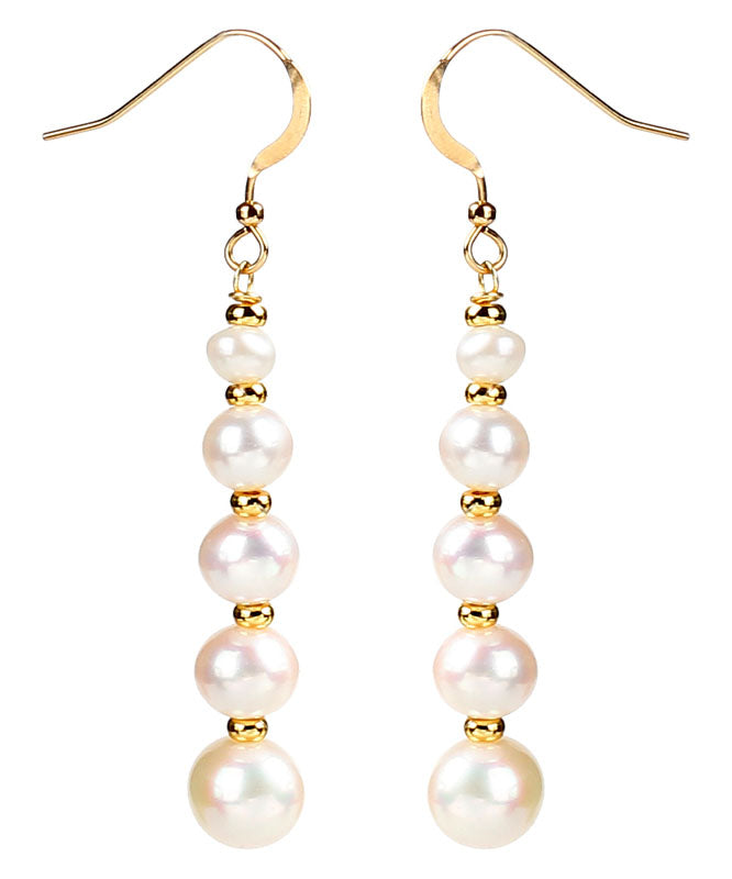 Fashion White 14K Gold Pearl Mother Shellfish Drop Earrings