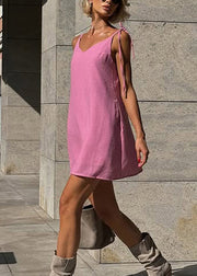 Fashion White Backless Lace Up Cotton Mini Dresses Summer