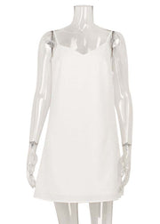 Fashion White Backless Lace Up Cotton Mini Dresses Summer