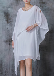 Fashion White Cold Shoulder Asymmetrical Design Dresses Summer