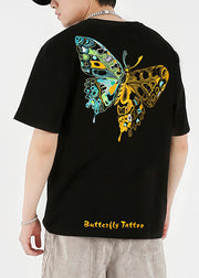 Fashion White Embroideried Butterfly Cotton T Shirts Summer