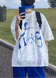 Fashion White Oversized Print Men Shirt And T Shirt Summer