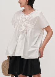 Fashion White Oversized Wrinkled Cotton Tank Tops Summer