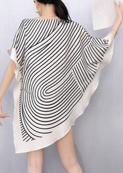 Fashion White Striped Asymmetrical T Shirts Summer