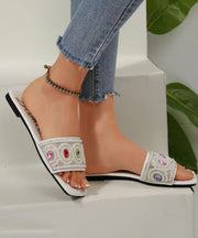 Fashion White Zircon Splicing Slide Sandals Slide Sandals