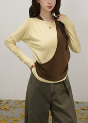 Fashion Yellow Asymmetrical Cotton One Shoulder Tops Fall