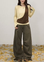 Fashion Yellow Asymmetrical Cotton One Shoulder Tops Fall