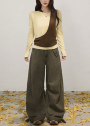 Fashion Yellow Asymmetrical Cotton One Shoulder Tops Fall