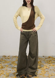 Fashion Yellow Asymmetrical Cotton One Shoulder Tops Fall