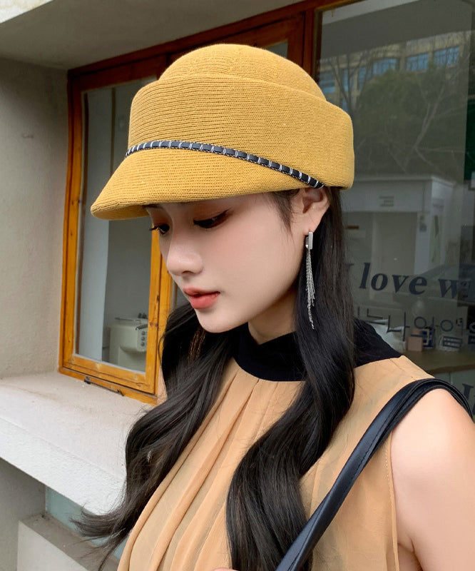 Fashion Yellow Thin Breathable Knit Sun Hat