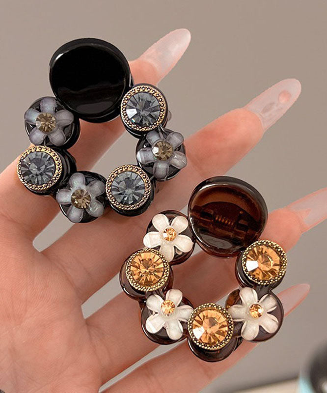 Fine Acrylic Pearl Zircon Floral Hairpin Two-Piece Set