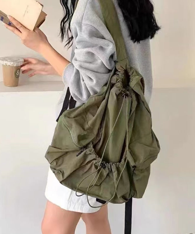 Fine Army Green Drawstring Large Capacity Nylon Backpack Bag