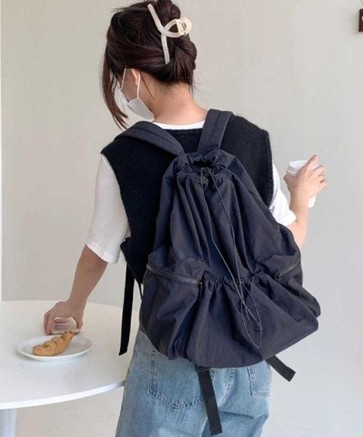 Fine Army Green Drawstring Large Capacity Nylon Backpack Bag
