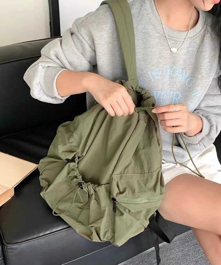 Fine Army Green Drawstring Large Capacity Nylon Backpack Bag