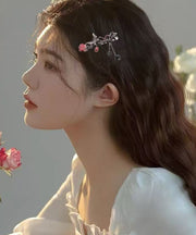 Fine Black Alloy Butterfly Rose Tassel Hairpin