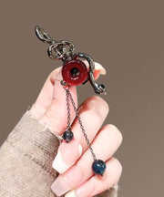 Fine Black Alloy Serpentine Ping Buckle Tassel Hairpin