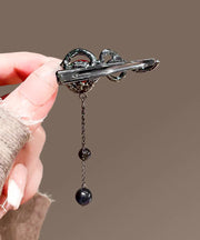 Fine Black Alloy Serpentine Ping Buckle Tassel Hairpin