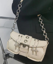 Fine Black Chain Linked Decorated Durable Faux Leather Shoulder Bags