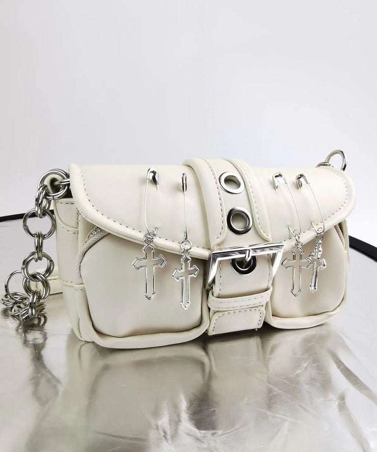 Fine Black Chain Linked Decorated Durable Faux Leather Shoulder Bags